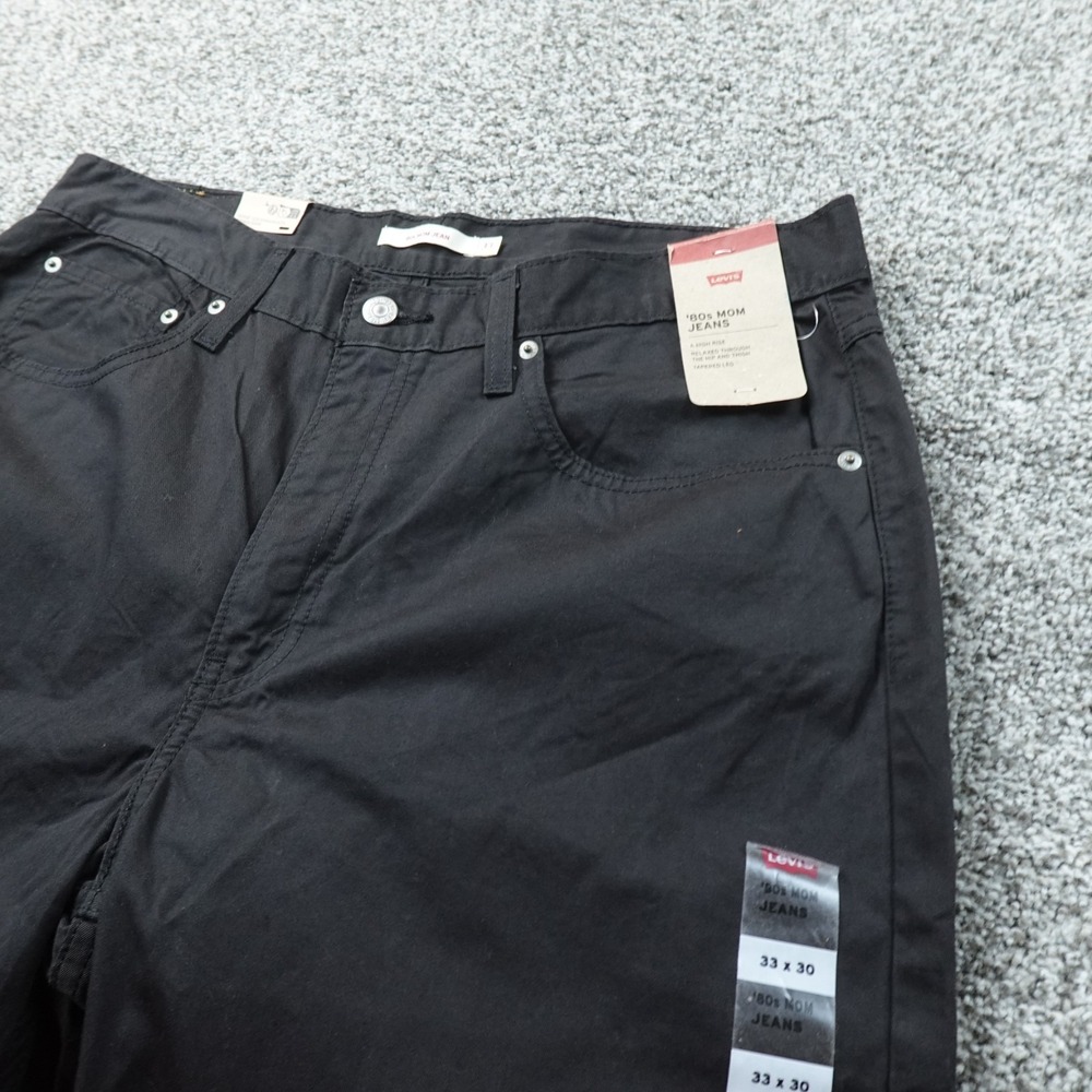 NEW Levis Jeans Womens 33 Dark Black Denim Pants 80s Mom High Rise Tapered Leg
